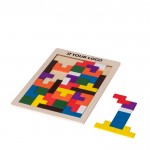 Jeu de puzzle avec 40 pièces en bois colorées couleur marron avec zone d'impression