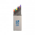 Boîte en carton avec six crayons de couleur avec zone d'impression