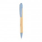 Stylo en bambou avec détails en couleur couleur bleu première vue