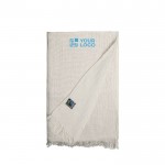 Foulard en coton texturé Fairtrade à franges 85g/m² couleur naturel avec zone d'impression