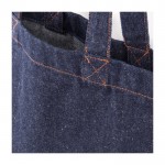Sac en denim et coton recyclé à anses longues 250g/m² couleur bleu jean troisième vue