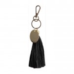 Porte-clés à pompon en coton avec mousqueton doré couleur noir première vue