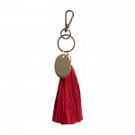 Porte-clés à pompon en coton avec mousqueton doré couleur rouge première vue