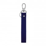 Porte-clés rectangulaire long en coton à mousqueton argenté couleur bleu première vue