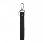Porte-clés rectangulaire long en coton à mousqueton argenté couleur noir première vue