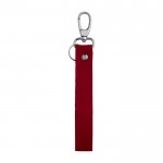 Porte-clés rectangulaire long en coton à mousqueton argenté couleur rouge première vue