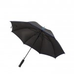 Parapluie en pongé noir avec liseré coloré Ø105 couleur bleu avec zone d'impression