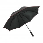 Parapluie en pongé noir avec liseré coloré Ø105 couleur rouge quatrième vue