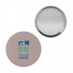 Miroir de poche rond avec finition textile à l'arrière couleur blanc avec zone d'impression