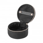 Boîte à bijoux ronde pour voyages en coton recyclé avec fermeture couleur noir première vue