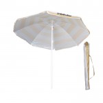 Parasol de plage en nylon avec design bicolore Ø180 couleur beige avec zone d'impression