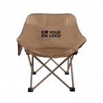 Chaise pliante en polyester avec structure en acier et housse assortie couleur marron avec zone d'impression
