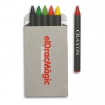 Boîte de 6 crayons cires de couleur personnalisés couleur  multicolore deuxième vue avec logo
