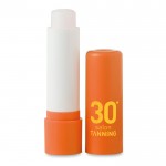 Baume à lèvres personnalisé avec logo couleur  orange deuxième vue avec logo