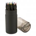 Ensemble de 12 crayons de couleur publicitaires couleur  noir