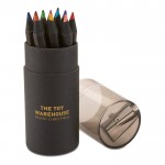 Ensemble de 12 crayons de couleur publicitaires couleur  noir avec logo