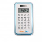 Calculatrices promotionnelle de design couleur  bleu deuxième vue avec logo