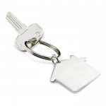 Porte-clés personnalisé avec maison couleur  argenté mat
