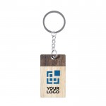 Porte-clés rectangle en bois avec zone d'impression