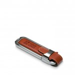 Elégante clé USB personnalisée en cuir et métal avec zone d'impression