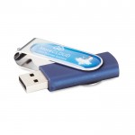 Clé USB personnalisée avec goutte de résine couleur bleu ouverte