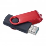Clé USB publicitaire 3.0 pivotante couleur rouge ouverte