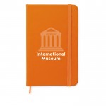 Carnet de poche avec pages à rayures couleur  orange avec logo