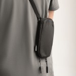 Bolsa bandolera para smartphone en poliéster RPET con correa ajustable couleur noir septième vue photographique