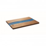 Tabla de cortar de madera de acacia con detalle azul de resina epoxi couleur bois