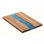 Tabla de cortar de madera de acacia con detalle azul de resina epoxi couleur bois sixième vue