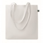 Tote bag en coton à longues anses Fairtrade 140 g/m² couleur blanc