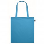 Tote bag en coton à longues anses Fairtrade 140 g/m² couleur turquoise deuxième vue