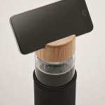 Botella de vidrio antifugas con tapa de soporte para smartphone 600ml couleur noir quatrième vue photographique