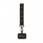 Bracelet lanyard en polyester avec attache pour téléphone couleur noir deuxième vue principale