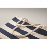 Sac de plage en coton rayé avec anses en corde 220 g/m² couleur bleu quatrième vue photographique