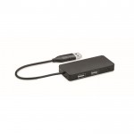 Hub USB en aluminium avec 3 ports et câble de 20 cm couleur noir
