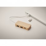 Hub USB en bambou avec 3 ports et câble de 20 cm couleur bois cinquième vue photographique