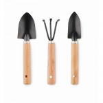 Set de 3 outils de jardinage dans un étui en feutre RPET couleur noir troisième vue