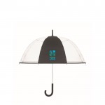Parapluie transparent 1 panneau polyester et caoutchouc 23” vue avec zone d'impression