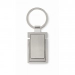 Porte-clés rectangulaire en métal et support pour téléphone couleur argenté cinquième vue