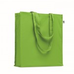 Sac en coton bio coloré à soufflet et longues anses 220 g/m² couleur vert lime