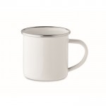 Mug vintage en métal sublimé avec bord métallisé 200 ml couleur blanc
