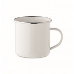Mug vintage en métal sublimé avec bord métallisé 500 ml couleur blanc