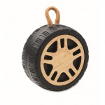 Haut-parleur sans fil en forme de pneu avec cordon couleur bois