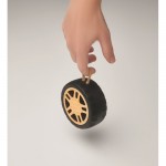 Haut-parleur sans fil en forme de pneu avec cordon couleur bois cinquième vue photographique