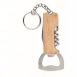 Porte-clés multifonction outils inclus avec bambou couleur bois