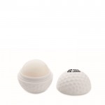 Baume à lèvres SPF10 vanille en ABS forme balle de golf vue avec zone d'impression
