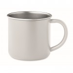 Mug en acier inoxydable recyclé avec bord métallisé 300 ml couleur blanc