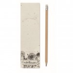 Crayon classique avec gomme présenté en papier ensemencé couleur blanc troisième vue