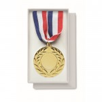 Médaille en fer avec ruban tricolore bleu, blanc, rouge couleur doré